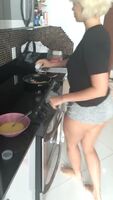 cooking in shorts