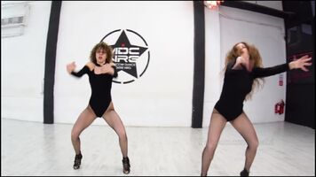 2 sexy russian girls dancing in fishnet stockings