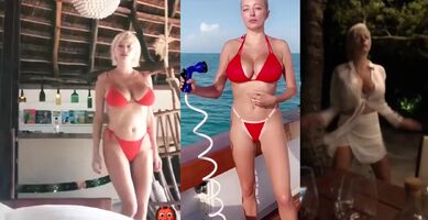 Caroline Vreeland shaking her natural 32DDD tits for her social media followers