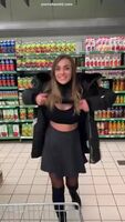 dropping her titties in a supermarket