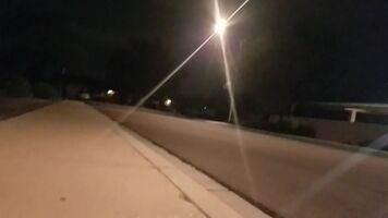 Jacking under a street light in crotchless underwear
