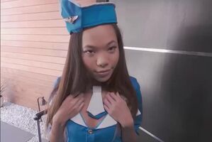 Asian Flight Attendant Craving a Good Fuck