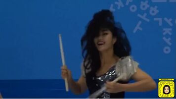 Korean Drummer Girl during Japan vs Sweden Hockey Game