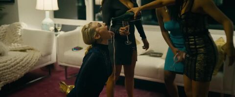 Lili Reinhart - On her knees having champagne poured all over her face