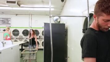 Sneaky Blowjob At The Laundromat