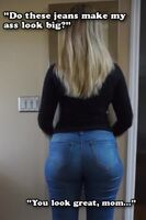 Trying on new jeans