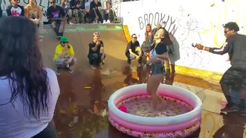 Cutie goes topless in Brooklyn wet t-shirt contest