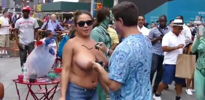 Latina is having her huge breasts painted