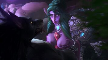Tyrande gives worgen a cum-covered titjob