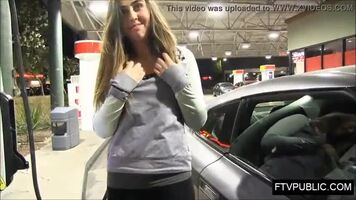 Convincing her to flash at the gas station