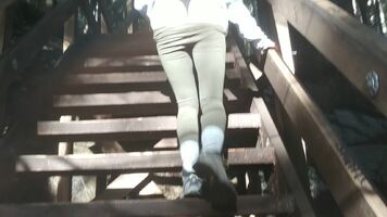 hiking up the stairs with my ass out