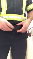 I just had to record taking a piss at work to post here, hope everyone enjoys a hard working man pissing in uniform!