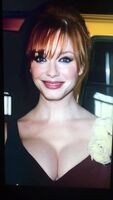Christina Hendricks takes my BIG LOAD OF HOT CUM to her pretty face and sexy huge titties!!!!