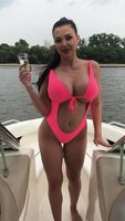 Taking Off Her Swimsuit Then Pouring Champagne On Her Tits