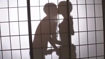 Two tgirls behind the changing screen casting a silhouette