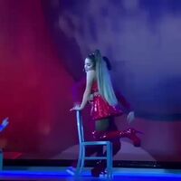I want Ariana to ride my cock in that chair with that same dress.